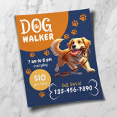 Hond Walker Pet Sitting Happy Dog Navy Blue Flyer