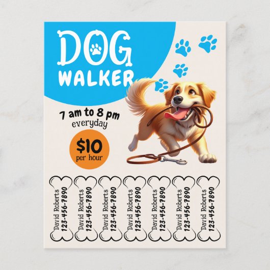 Hond Walker Pet Sitting Happy Dog Walking Service Flyer (Voorkant)