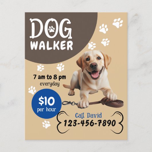 Hond Walker Pet Sitting Happy Labrador Retrieve Ho Flyer (Voorkant)