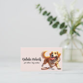 Hond Walker Pet Sitting Pet Boutique Blush Roze Visitekaartje (Staand voorkant)