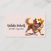 Hond Walker Pet Sitting Pet Boutique Blush Roze Visitekaartje (Voorkant)