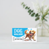 Hond Walker Pet Zittend Gelukkige Hond Bijten Zijn Visitekaartje (Staand voorkant)