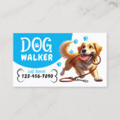 Hond Walker Pet Zittend Gelukkige Hond Bijten Zijn Visitekaartje (Voorkant)