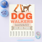 Hond Walker Service Flyer met Tear Off Strips (Enkel)