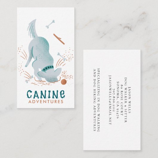 Hond Walker Sitter Hond Graven In Vuil Visitekaartje (Voorkant / Achterkant)