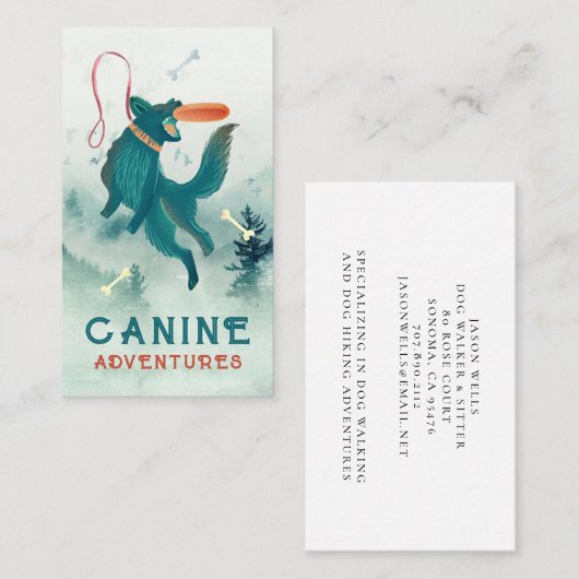 Hond Walker Sitter Jumping Hond Frisbee Visitekaartje (Voorkant / Achterkant)