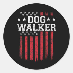 Hond Walker Trots Amerikaanse vlag USA Patriot Ronde Sticker