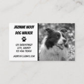 Hond Walker Zwart Wit Foto Pet Sitter Visitekaartje (Voorkant)