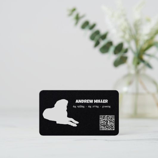 Hond Walking Dog Sitter QR Visitekaartje (Staand voorkant)