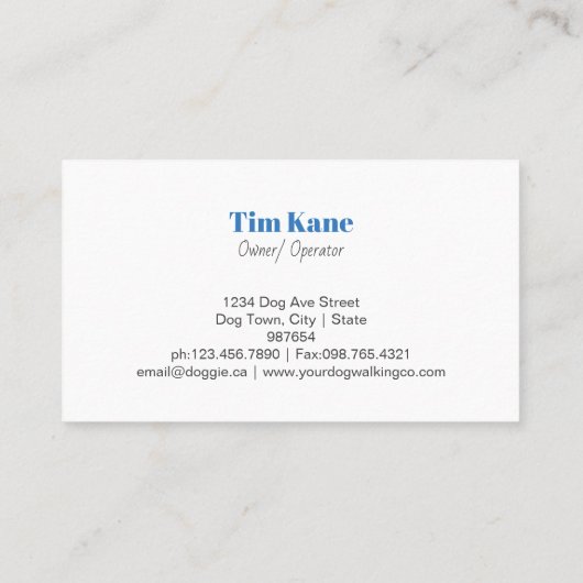 Hond Walking Paw Print Logo Visitekaartje (Achterkant)