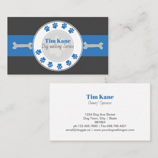 Hond Walking Paw Print Logo Visitekaartje (Voorkant / Achterkant)