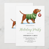 Hond Waterverf Kerstfeest Kaart (Voorkant / Achterkant)