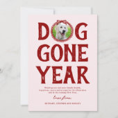 Hond Weg Jaar Roze Rood Foto Kerstmis Feestdagenkaart (Voorkant)