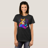 Hond Welsh Corgi Pianist T-shirt (Voorkant volledig)