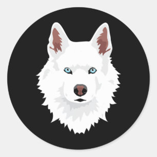 Hond White Siberian Husky Canine White Snow Dog Ronde Sticker
