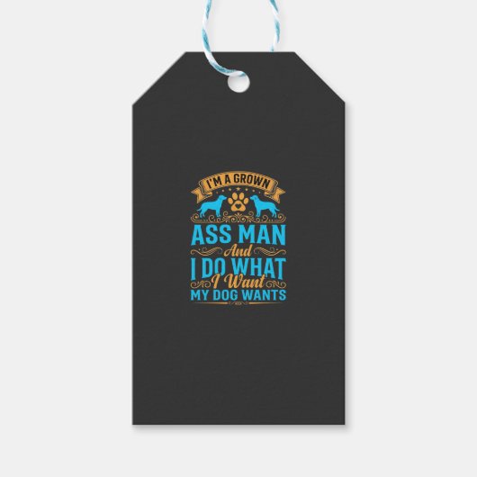 Hond Wil Grappige Volwassen Man Cadeaulabel (Voorkant)