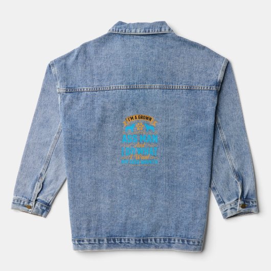 Hond Wil Grappige Volwassen Man Denim Jacket (Achterkant)