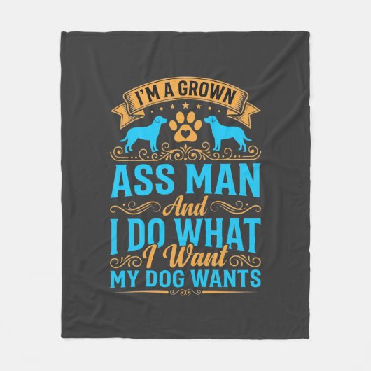 Hond Wil Grappige Volwassen Man Fleece Deken (Voorkant)