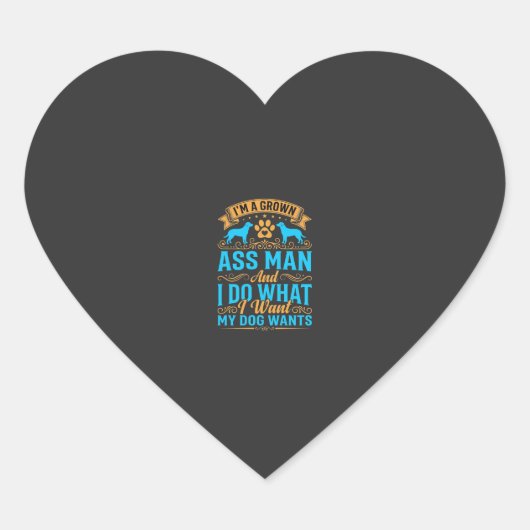 Hond Wil Grappige Volwassen Man Hart Sticker (Voorkant)