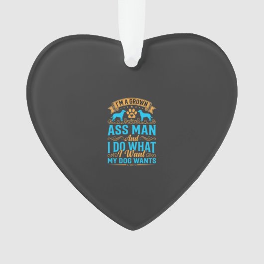 Hond Wil Grappige Volwassen Man Ornament (voorkant)