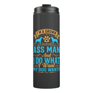 Hond Wil Grappige Volwassen Man Thermosbeker