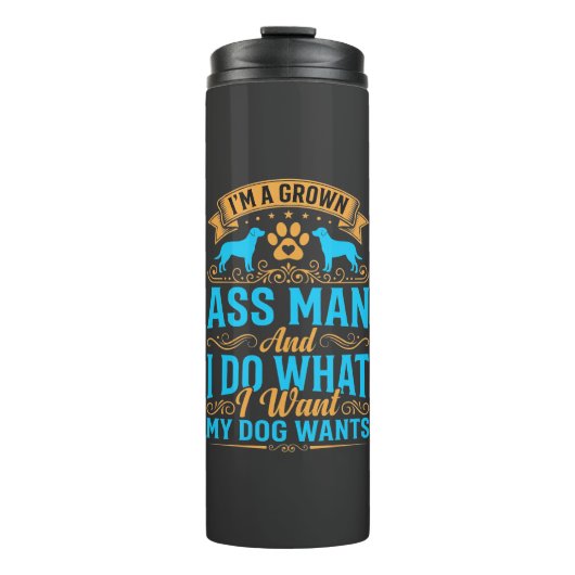 Hond Wil Grappige Volwassen Man Thermosbeker (Voorkant)