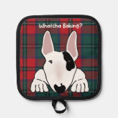 Hond wil zijn deel van het bakken traktaties pannenlap (Voorkant)