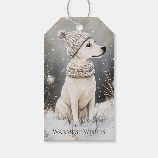 Hond Winter Sneeuw Kerstmis Cadeaulabel (Voorkant)