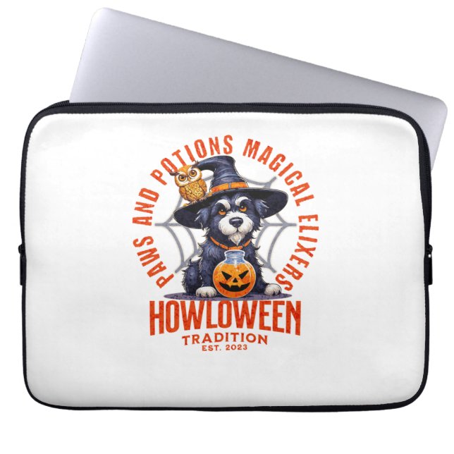 Hond Witch - Paws en Potions Magische Elixers. geh Laptop Sleeve (Voorkant)
