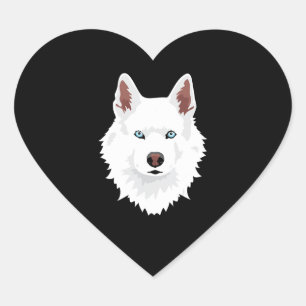 Hond Witte siberiaanse Husky Canine White Snow D Hart Sticker