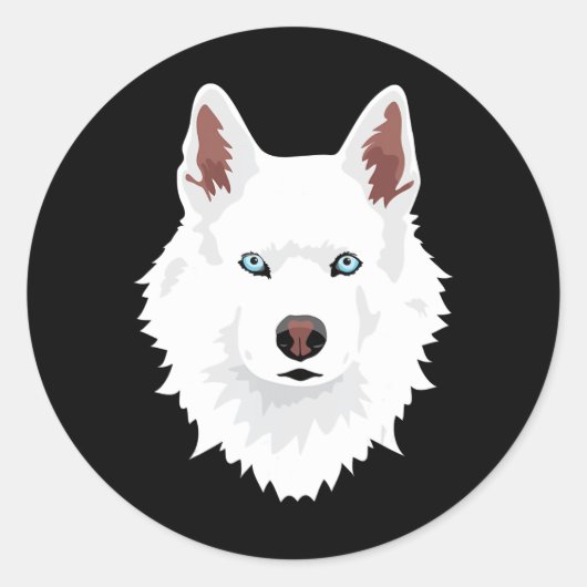 Hond | Witte siberiaanse Husky Canine White Snow D Ronde Sticker (Voorkant)