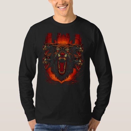 Hond Wolf Weerwolf Cerberus Hellhound Mythos 5 T-shirt (Voorkant)
