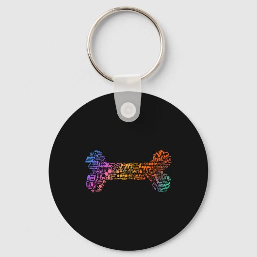 Hond Word Cloud (bot kleurrijk) Sleutelhanger (Voorkant)