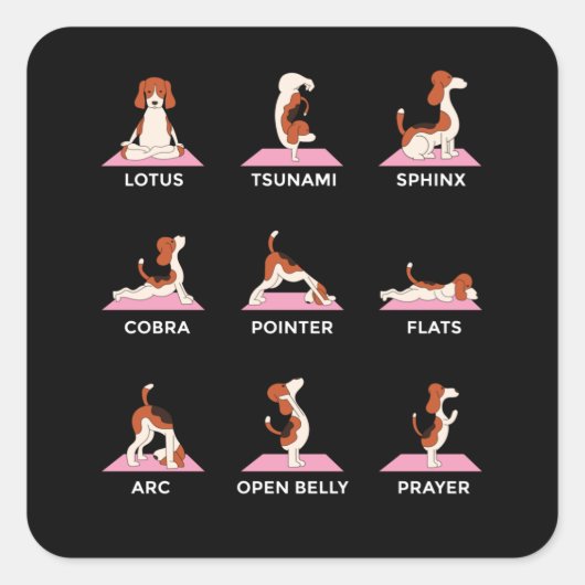 Hond Yoga Poses Grappig Gift Vierkante Sticker (Voorkant)