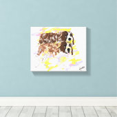 Hond zit in de wind canvas afdruk (Insitu (Houten vloer))