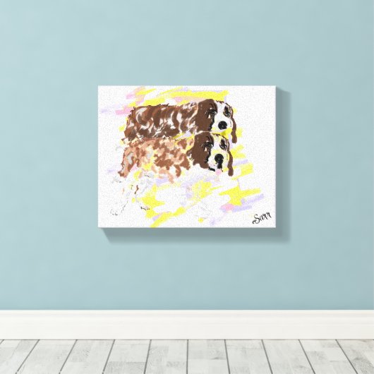 Hond zit in de wind canvas afdruk (Insitu (Houten vloer))