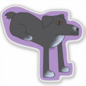 Hond zit raar Sticker (Voorkant)