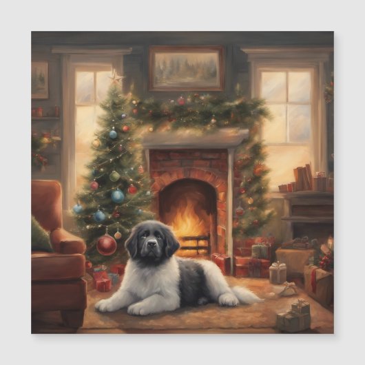 Hond zit voor een kerstboom (Voorkant)