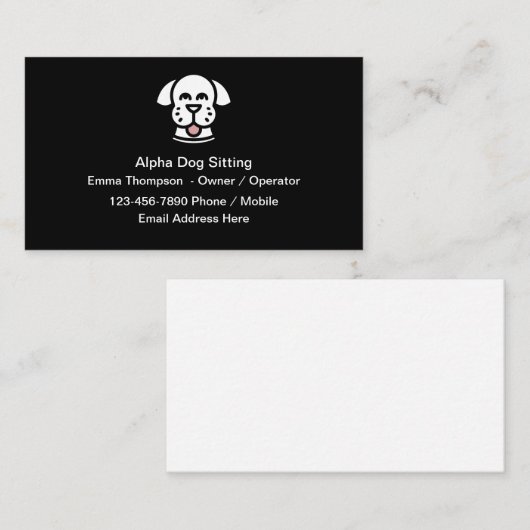 Hond Zittend Schattig Eenvoudige Visitekaartjes (Voorkant / Achterkant)