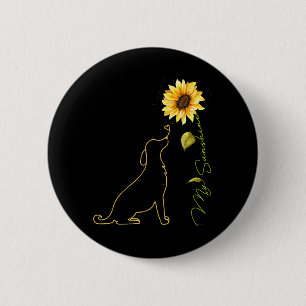 Hond Zonnebloem Schattige Hond Tees Zonneschijn Ho Ronde Button 5,7 Cm