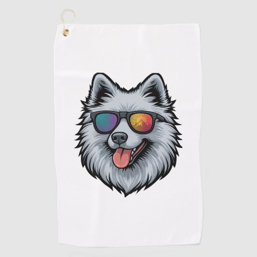Hond Zonnebril Berg Zonsondergang Reflectie Golfhanddoek (Voorkant)