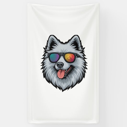 Hond Zonnebril Berg Zonsondergang Reflectie Spandoek (Verticaal)