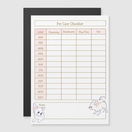 Hond Zorg Checklist Log - Witte Chihuahua Puppy (Voorkant / Achterkant)