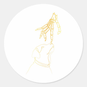 Hond Zwart Lover Skelet Hand Grappig Halloween 202 Ronde Sticker