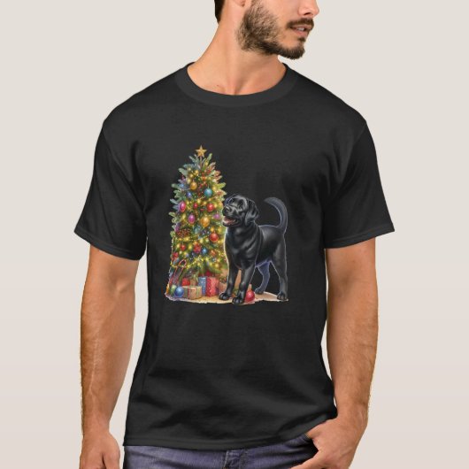 Hond Zwarte Labrador Retriever Kerstmis T-shirt (Voorkant)