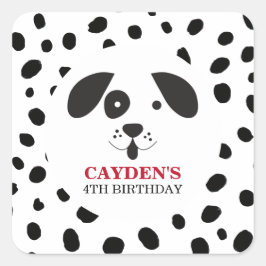 Hond Zwarte Vlek Dalmatiër Verjaardag Vierkante Sticker