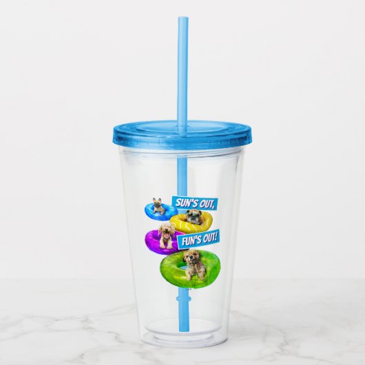 Hond Zwembad Feestje Acryl Drinkbeker (Voorkant)