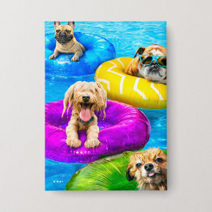 Hond Zwembad Feestje Button