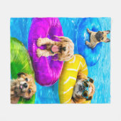 Hond Zwembad Feestje Fleece Deken (Voorkant (Horizontaal))