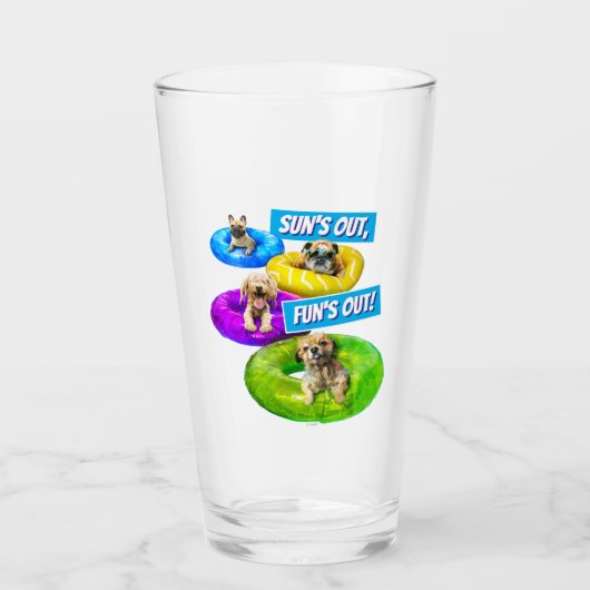 Hond Zwembad Feestje Glas (Voorkant)